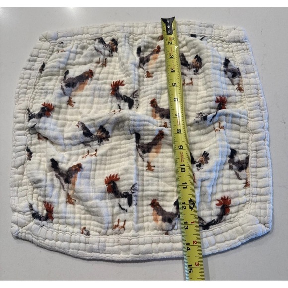 Milkbarn Bamboo Blend Chicken Print Burp Cloth Tiny Lovey Country Farm Cottage - Picture 8 of 11